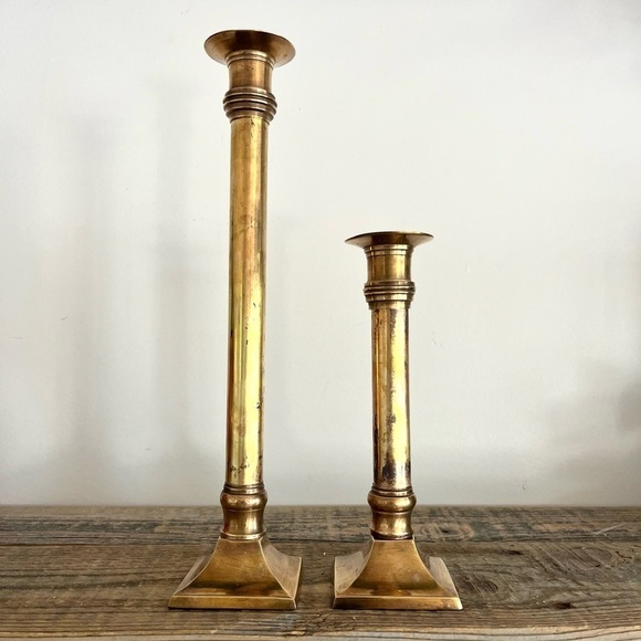 Solid brass candlesticks set of 2 - Picture 1 of 6